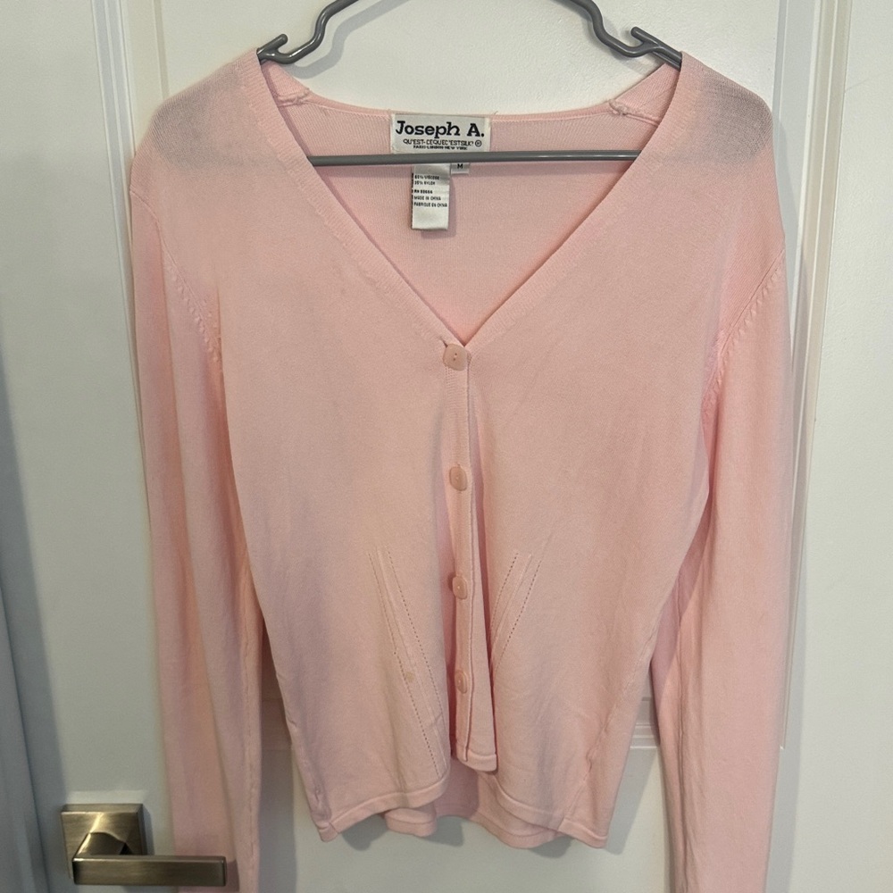 Joseph A. Soft Pink Button-Up Cardigan